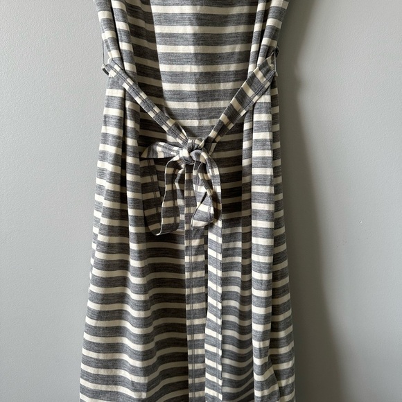 Icebreaker Pizzario Women's Gray White Stripe Short Summer Dress Tie Waist M - Picture 4 of 15